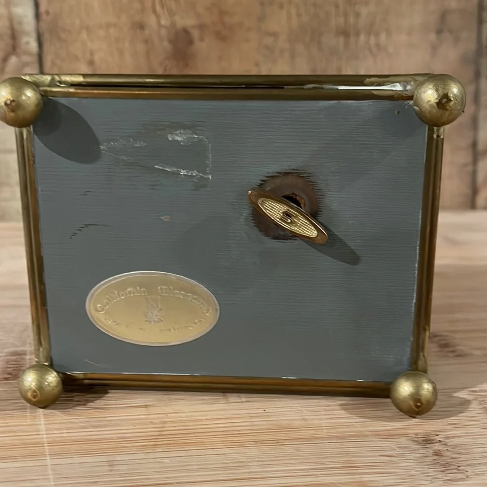 Vintage Brass and glass with pressed flowers trinket box/music box - Picture 6 of 11